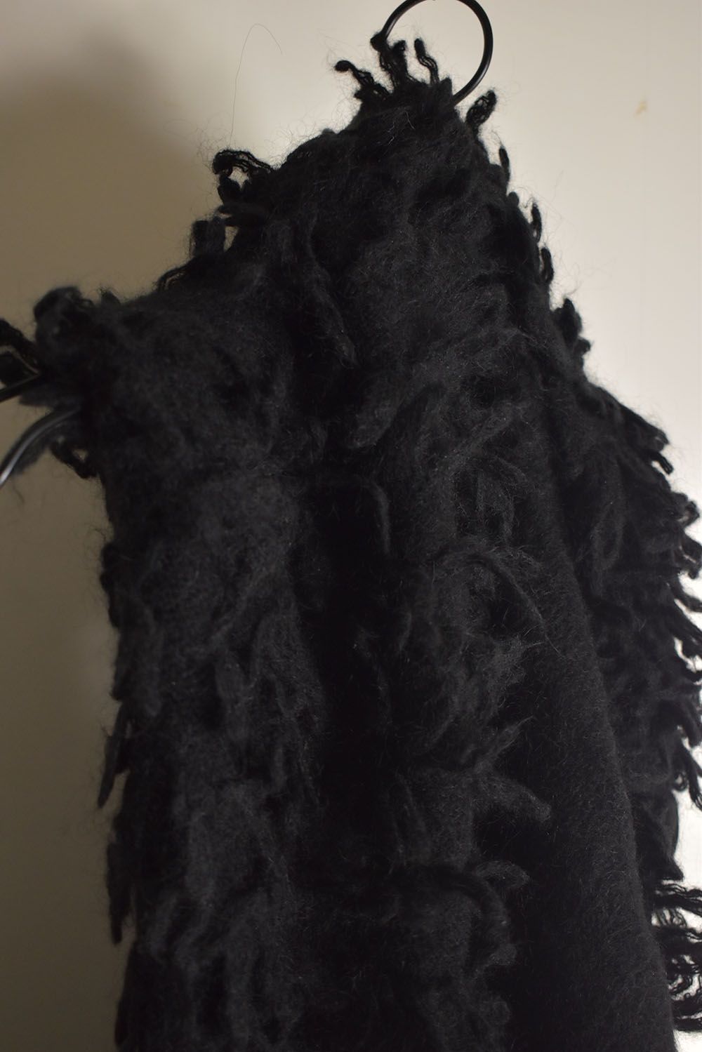 5GG Long Pile Knit Hoodie Stole"Black" / ロングパイルニットフーディストール"ブラック"