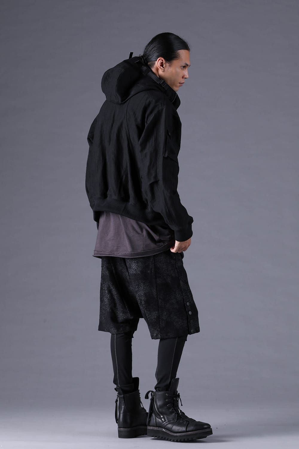 《2027SS先行予約分》Crack-Coated Jersey Sarrouel Shorts"Black" / クラックコーティングジャージーサルエルショートパンツ"ブラック"