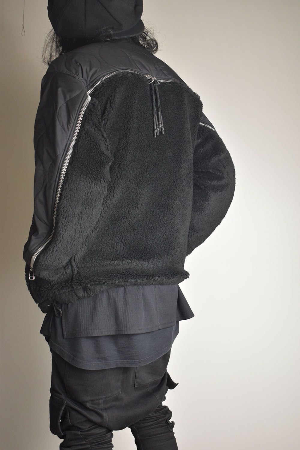 Combination Zip Boa Jersey"Black" / コンビネーションジップボアジャージー"ブラック"