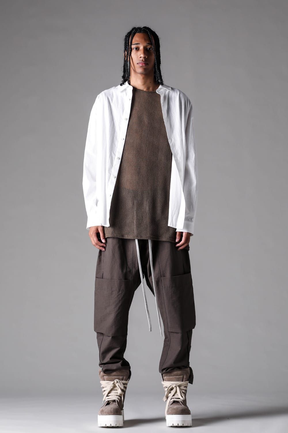 《2027SS先行予約》Cotton Nylon Cargo Taperd Pants"Black / Ivory / D.khaki" / コットンナイロンカーゴテーパードパンツ "ブラック / アイボリー /ダークカーキ"