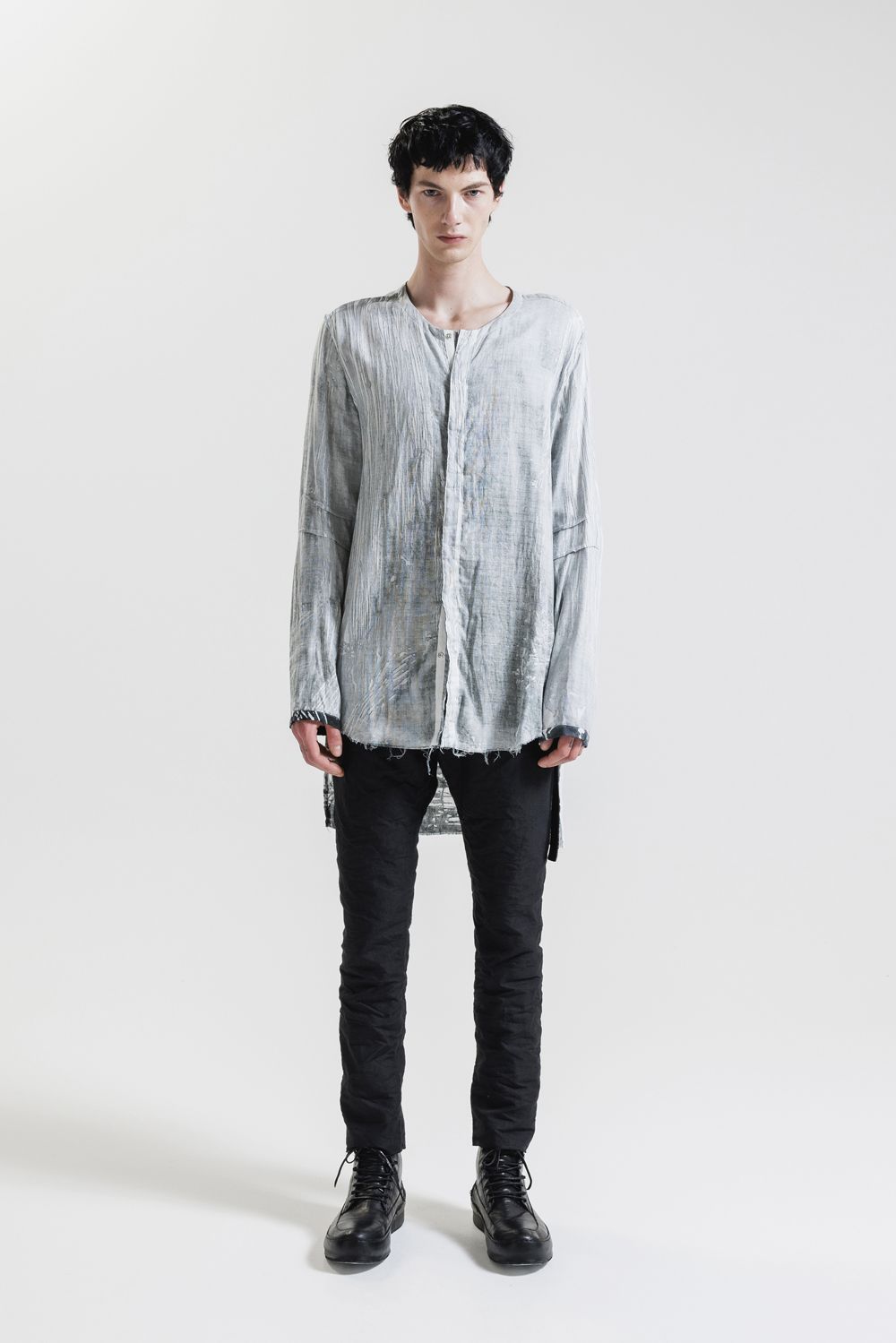 Round Neck Reversible Gauze Shirt"Face Print" / ラウンドネックリバーシブルガーゼシャツ"フェイスプリント"