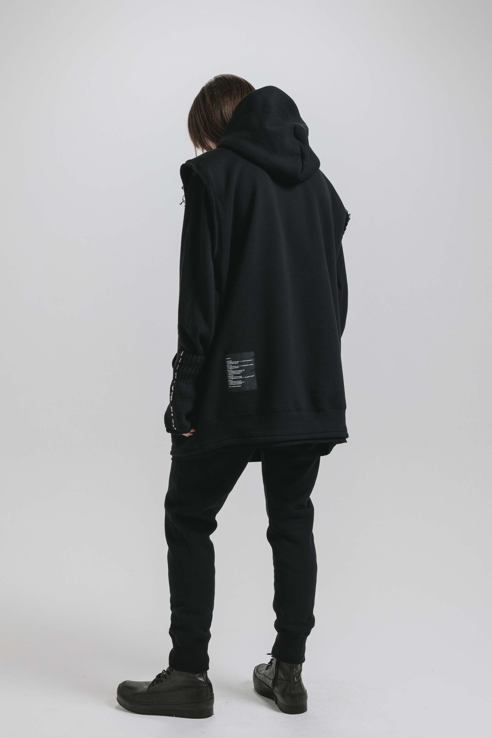 Over Size Sleeve Less Zip Up Parker"Black" / オーバーサイズスリーブレスジップアップパーカー"ブラック"