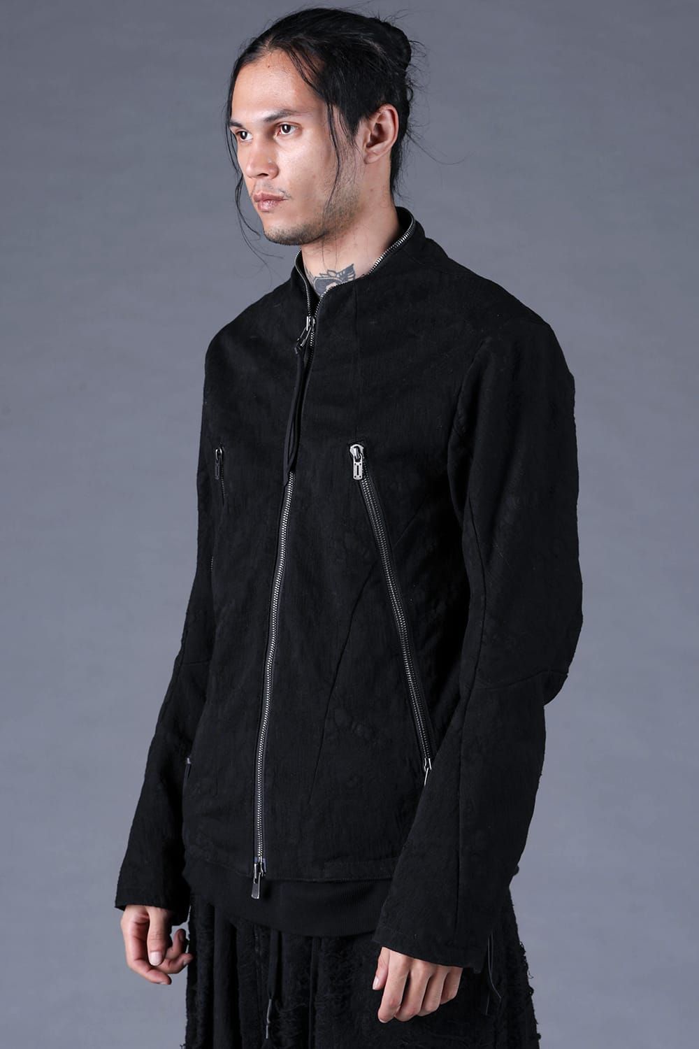 Damage Jacquard Single Rider Jacket"Black" / ダメージジャガードシングルライダースジャケット"ブラック"