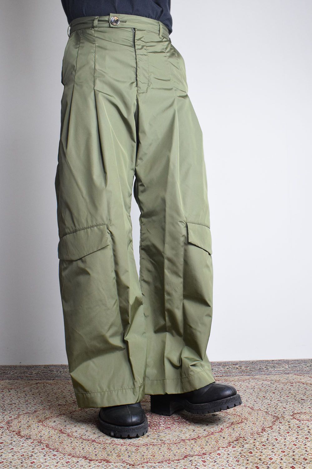 Shingle Flap Baggy Trousers "Military Green" / シンフラップバギートラウザー"ミリタリーグリーン"