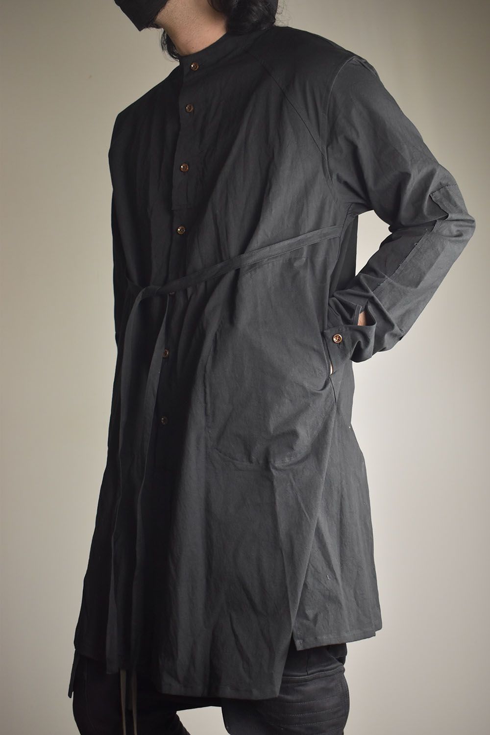 Strings Raw Edge Over Shirts"Black" / ストリングスローエッジオーバーシャツ"ブラック"