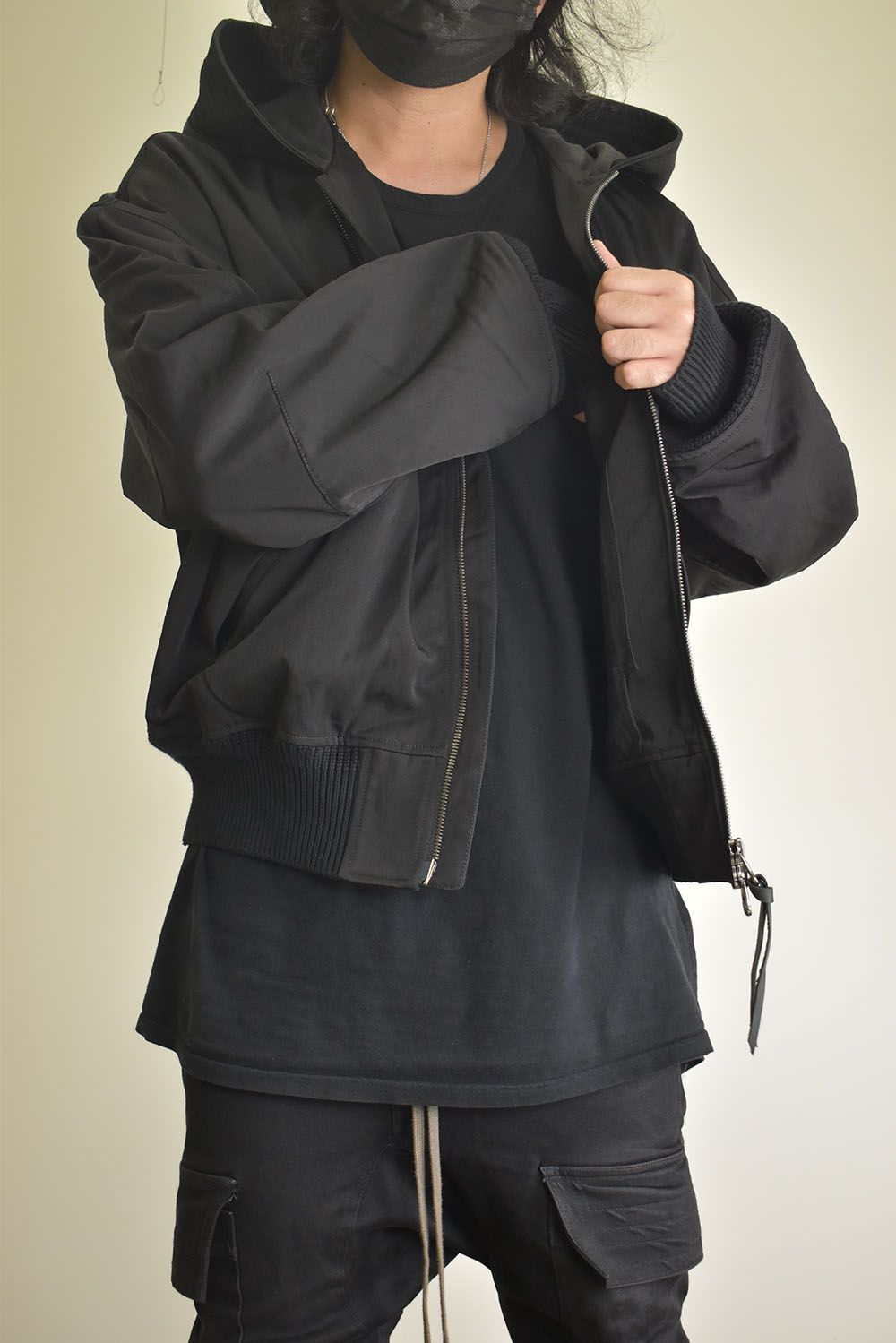 Nylon Wool Twill Hooded Jacket"Black" / ナイロンウールツイルフーデッドジャケット"ブラック"
