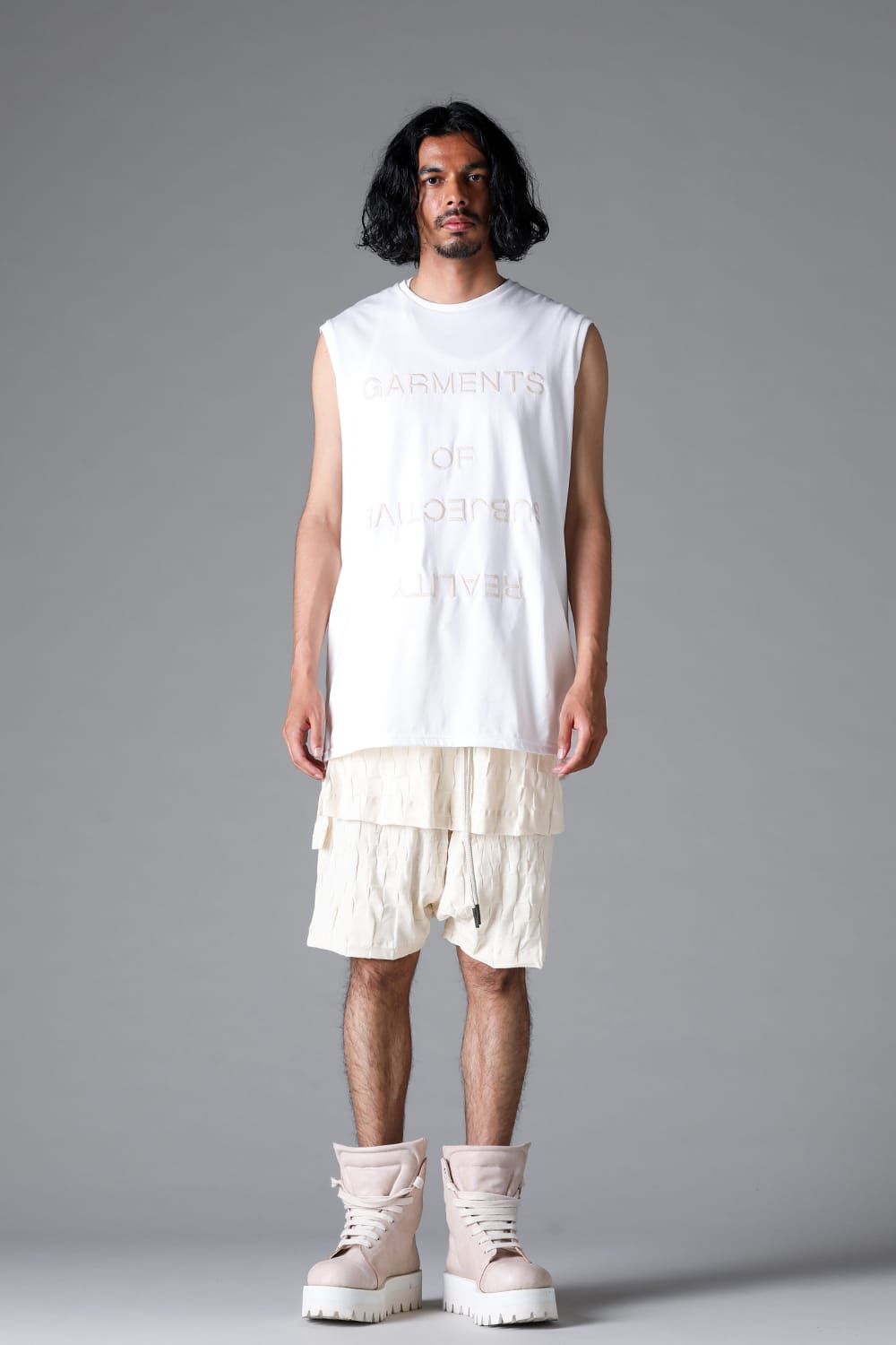 《2026SS先行予約》Gradient Plaid Pattern Layered Shorts"Black / Cream" / グラデーションチェックパターンレイヤードショーツ"ブラック/クリーム"