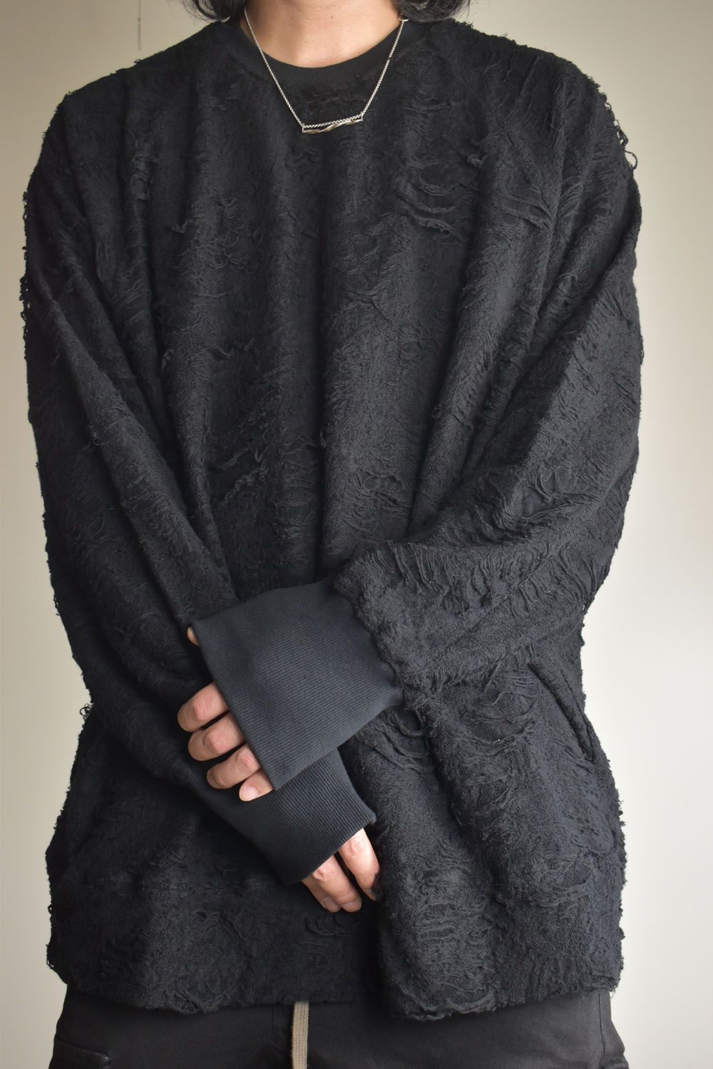 Damage Pile Dolman Top"Black" / ダメージパイル ドルマントップ"ブラック"