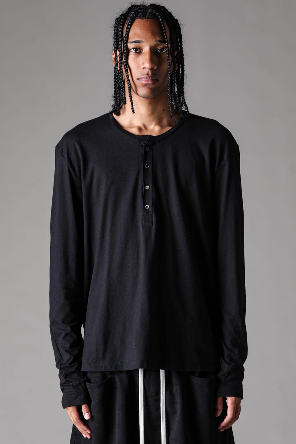 《2027SS先行予約》Henley Neck Long Sleeve "Black / Ivory / Greige / Ice Blue / Pale Shell" / ヘンリーネックロングスリーブ"ブラック/アイボリー/グレージュ/アイスブルー/ペイルシェル"