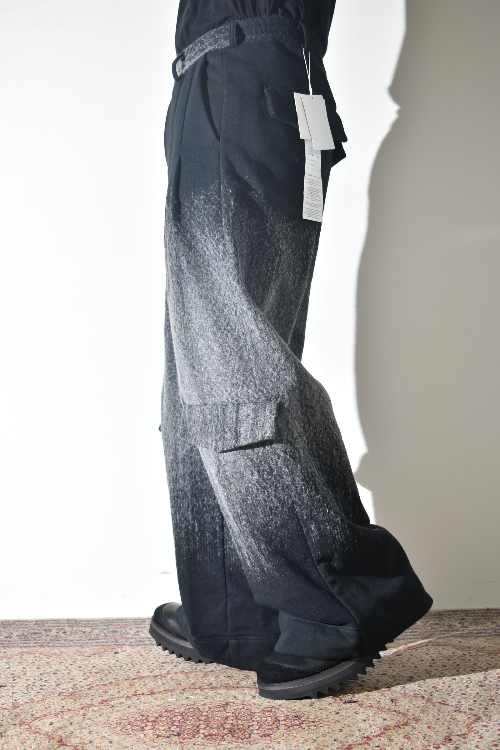 Gradient Needle Punch Sinflap Baggy Pants "Black Based" / グラデーションニードルパンチシンフラップバギーパンツ"ブラックベース"