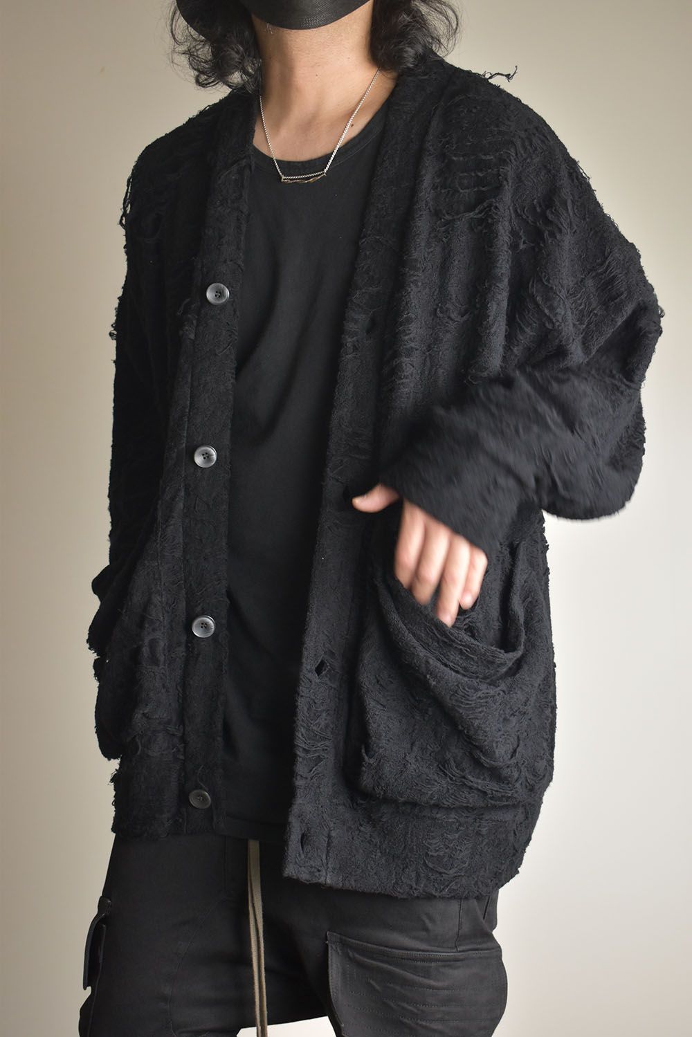 Damage Pile Jumbo Cardigan"Black" / ダメージパイル ジャンボカーディガン"ブラック"