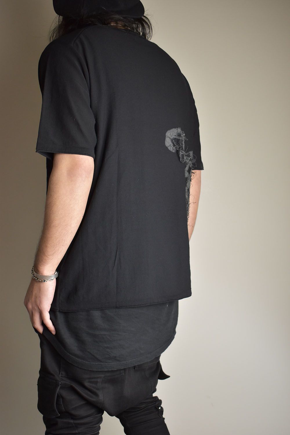 Over Sized Short Sleeve 14GG Knit Pullover"Black"/オーバーサイズドショートスリーブニットプルオーバー"ブラック"