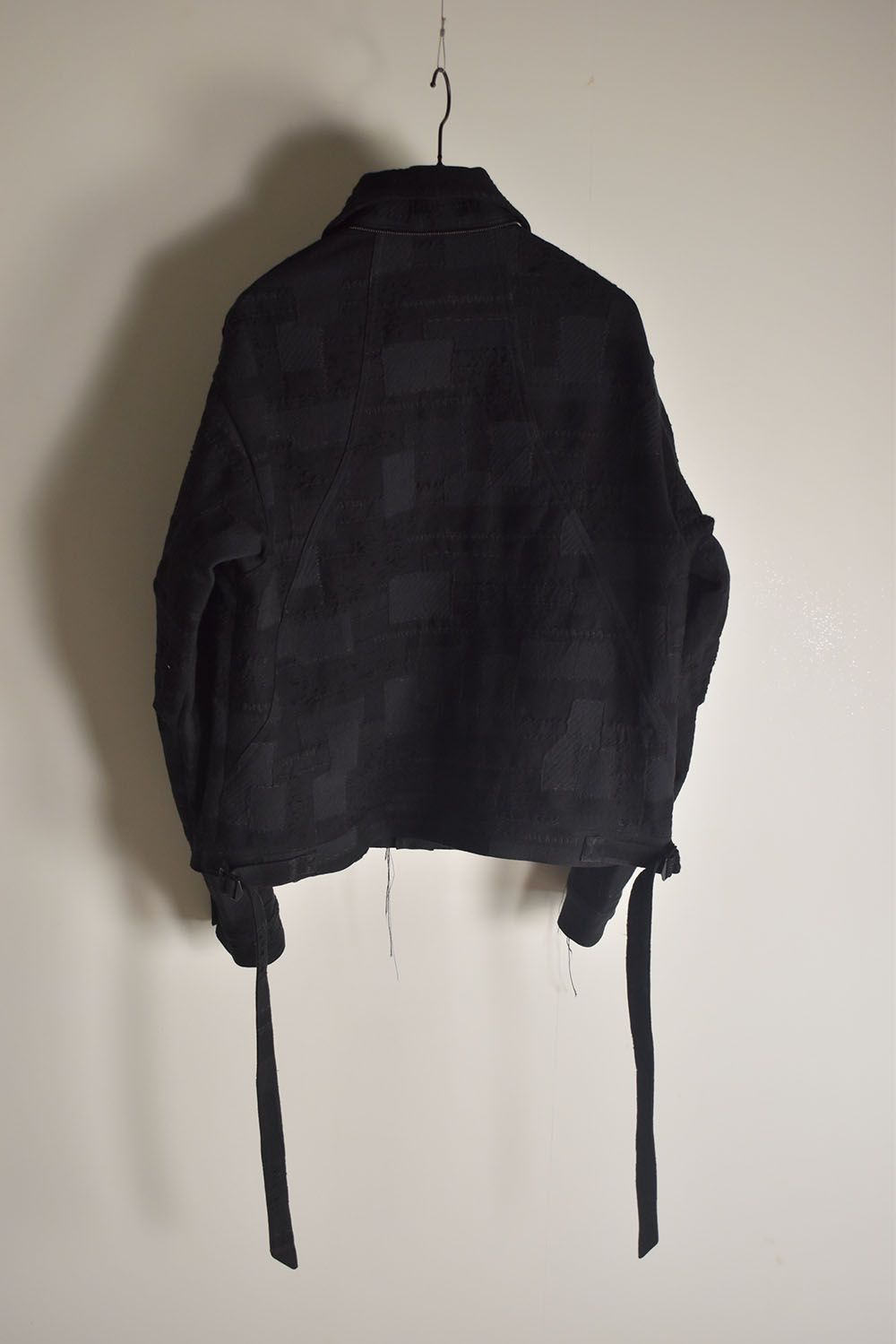 Crust Patchwork Jacquard Hood Attached Jacket "Black" / クラストパッチワークジャガードフードアタッチドジャケット"ブラック"