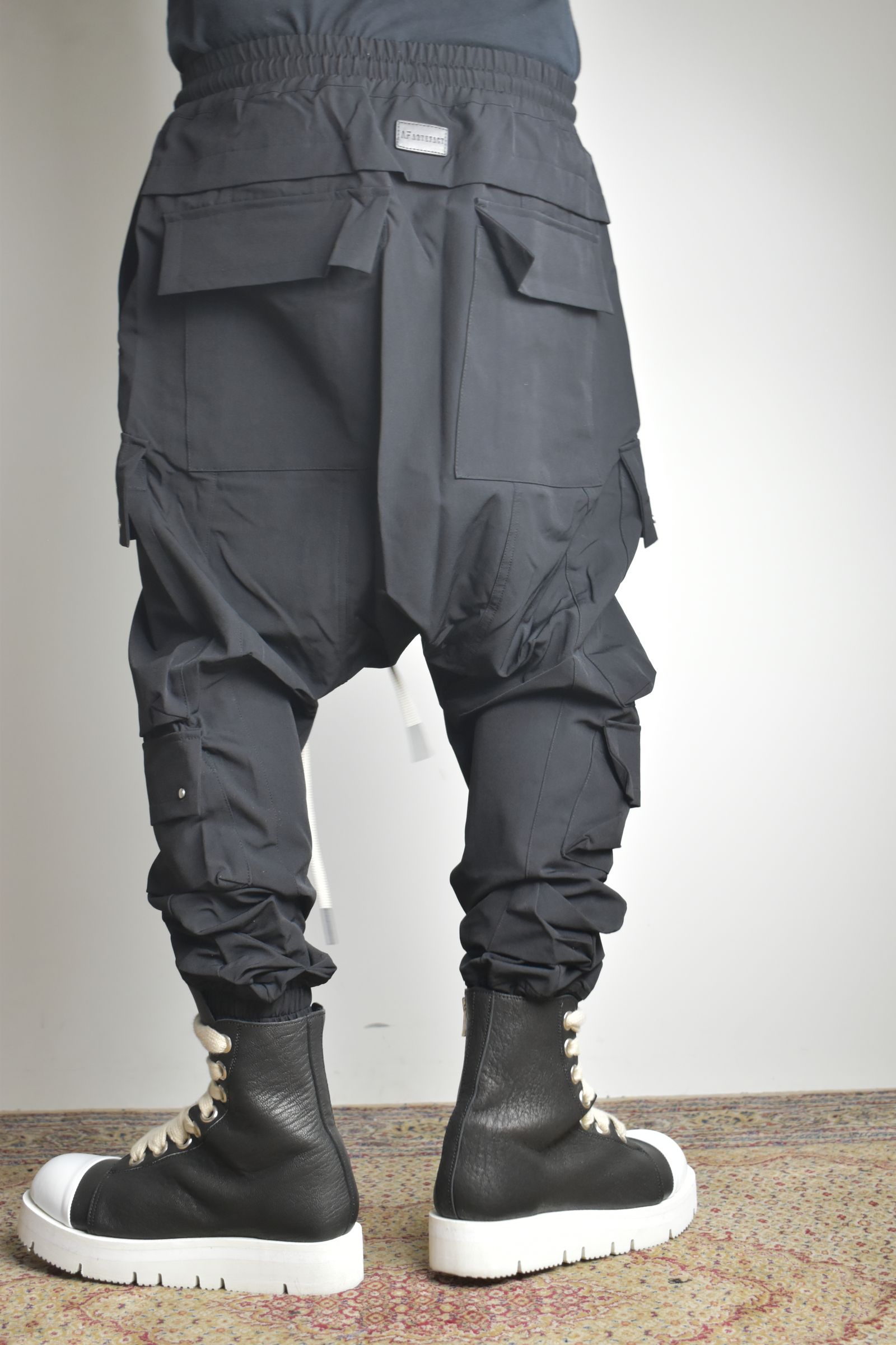 Stretch Nylon Military Sarouel Pants"Black" / ストレッチナイロンミリタリーサルエルパンツ"ブラック"