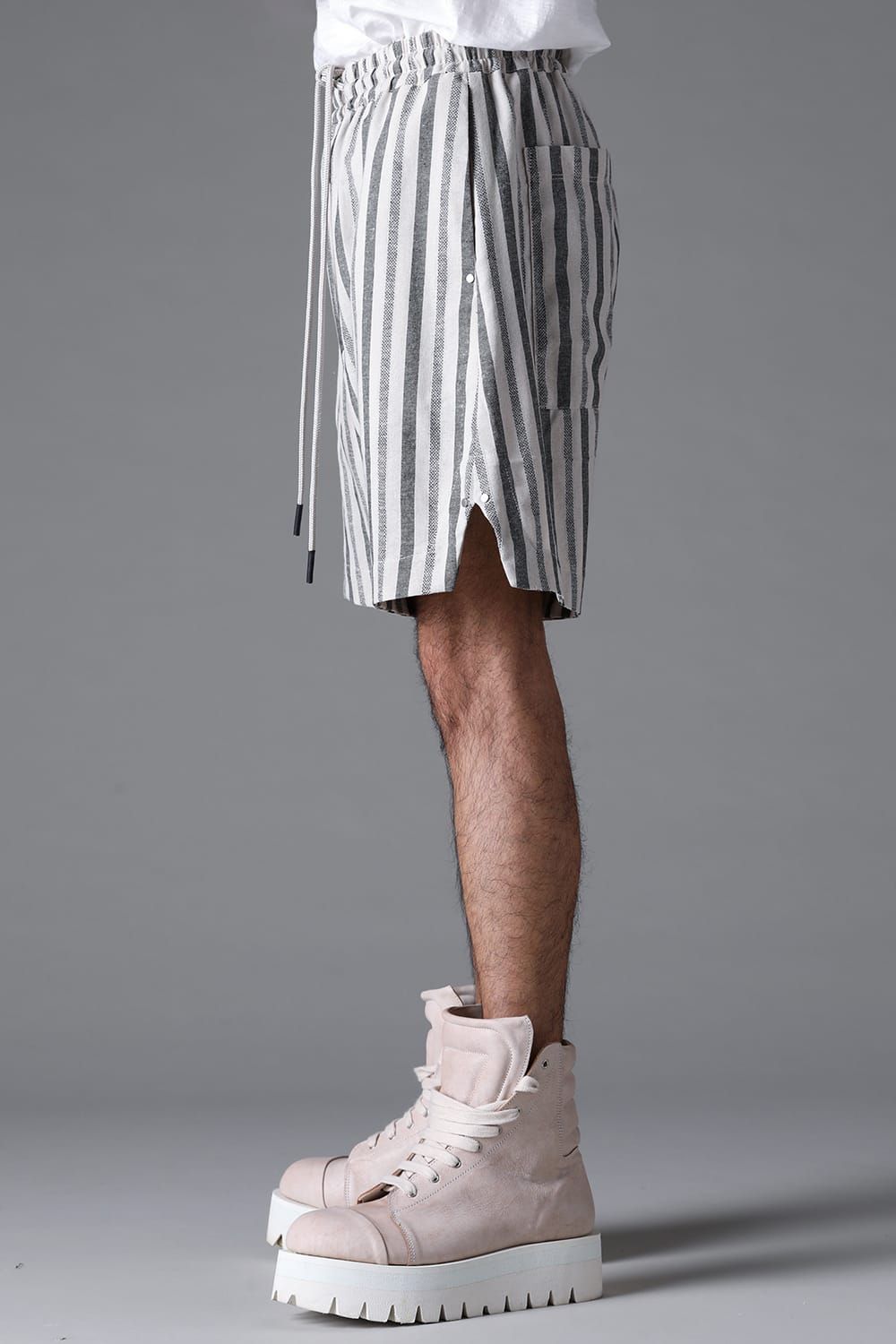 《2026SS先行予約》Vertical Stripes Shorts"Cream×L.Grey" / バーティカルストライプショーツ"クリーム×グレー"