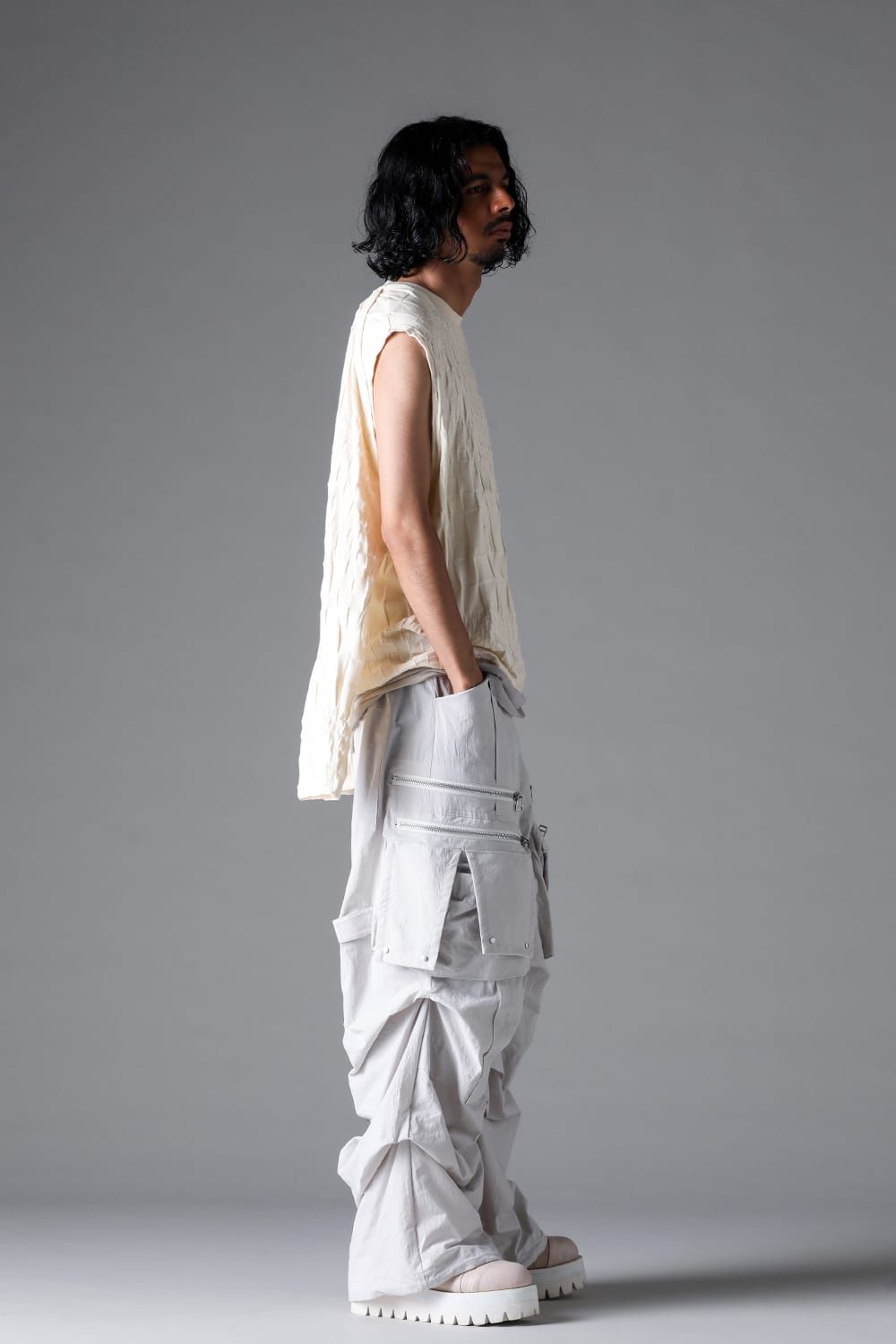 《2026SS先行予約》Gradient Plaid Pattern Shiva Long Sleeve Tee "Black / Cream" / グラデーションチェックパターンシヴァロングスリーブ"ブラック/クリーム"