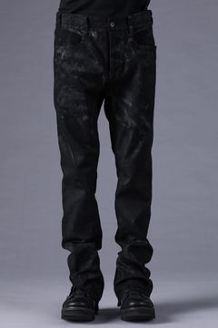 《2027SS先行予約分》Product Coated Stretch Denim Flared Slim Pants"Black" / 製品コーティングストレッチデニムフレアスリムパンツ"ブラック"
