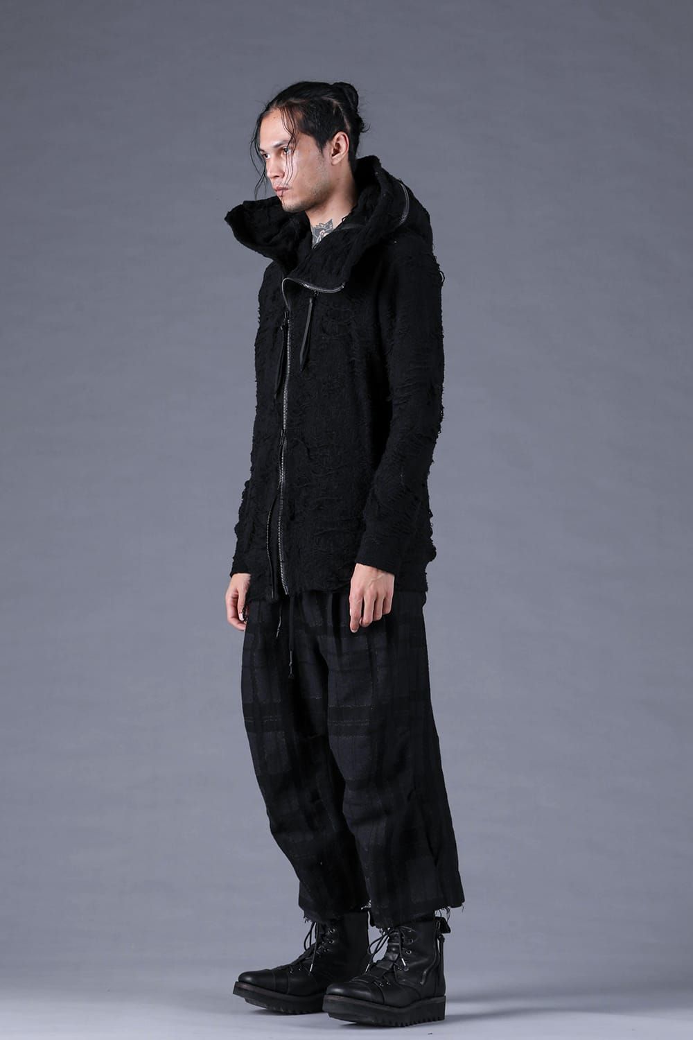 Damage Pile Zip-Up Hoodie"Black" / ダメージパイルジップアップフーディー"ブラック"