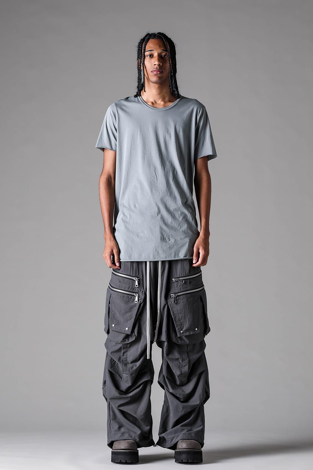 《2027SS先行予約》Rayon Nylon Cargo Tuck Wide Pants"Black / Grey / L.Khaki" /レーヨンナイロンカーゴタックワイドパンツ"ブラック/グレー/ライトカーキ"