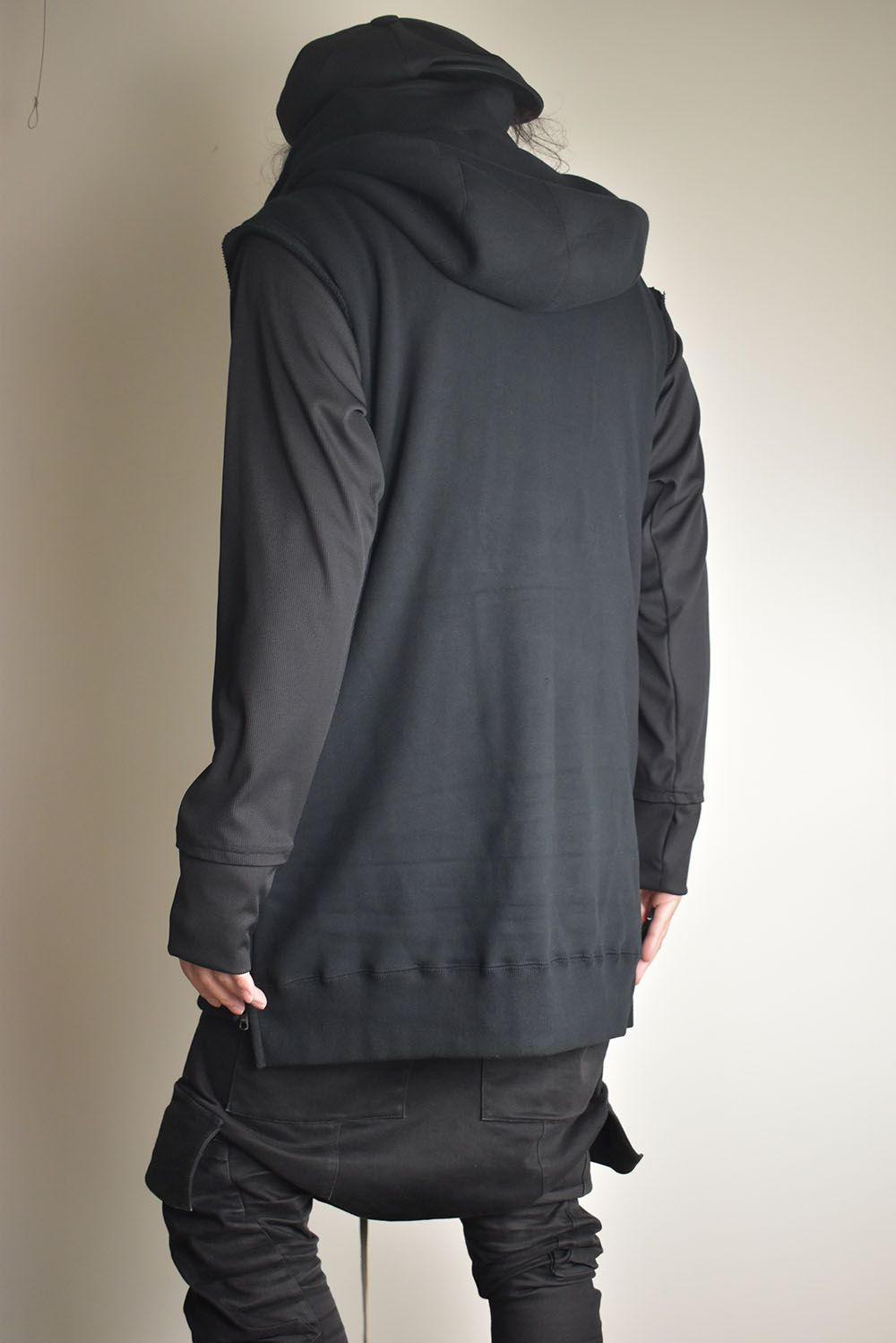 Over Sized Sleeve Less Hoodei"Black" /オーバーサイズスリーブレスフーディ"ブラック"
