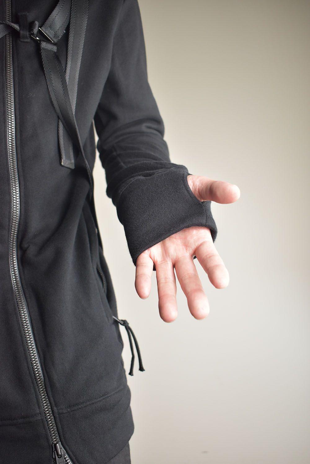 Non-Flammable Fleece Harness Belt W-Zip Hooded Jacket  "Black" / 無燃糸裏毛ハーネスベルトWジップフーデッドジャケット"ブラック"
