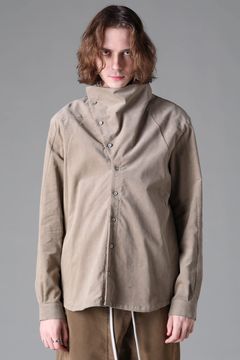 《2026AW先行予約》Fluid Corduroy High Neck Shirts"Black / Beige" /  フルイドコーデュロイ ハイネックシャツ"ブラック/ベージュ"