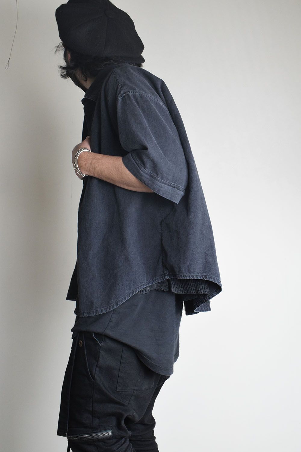 Detachable Sleeve Hook Cuff Shirt"Black Washed" / デタッチャブルスリーブホックカフスシャツ"ブラックウォッシュド"