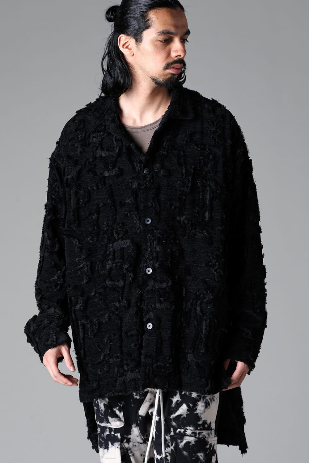 《2025AW先行予約》Jacguard Long Shirts"Black"/ジャガードロングシャツ"ブラック"