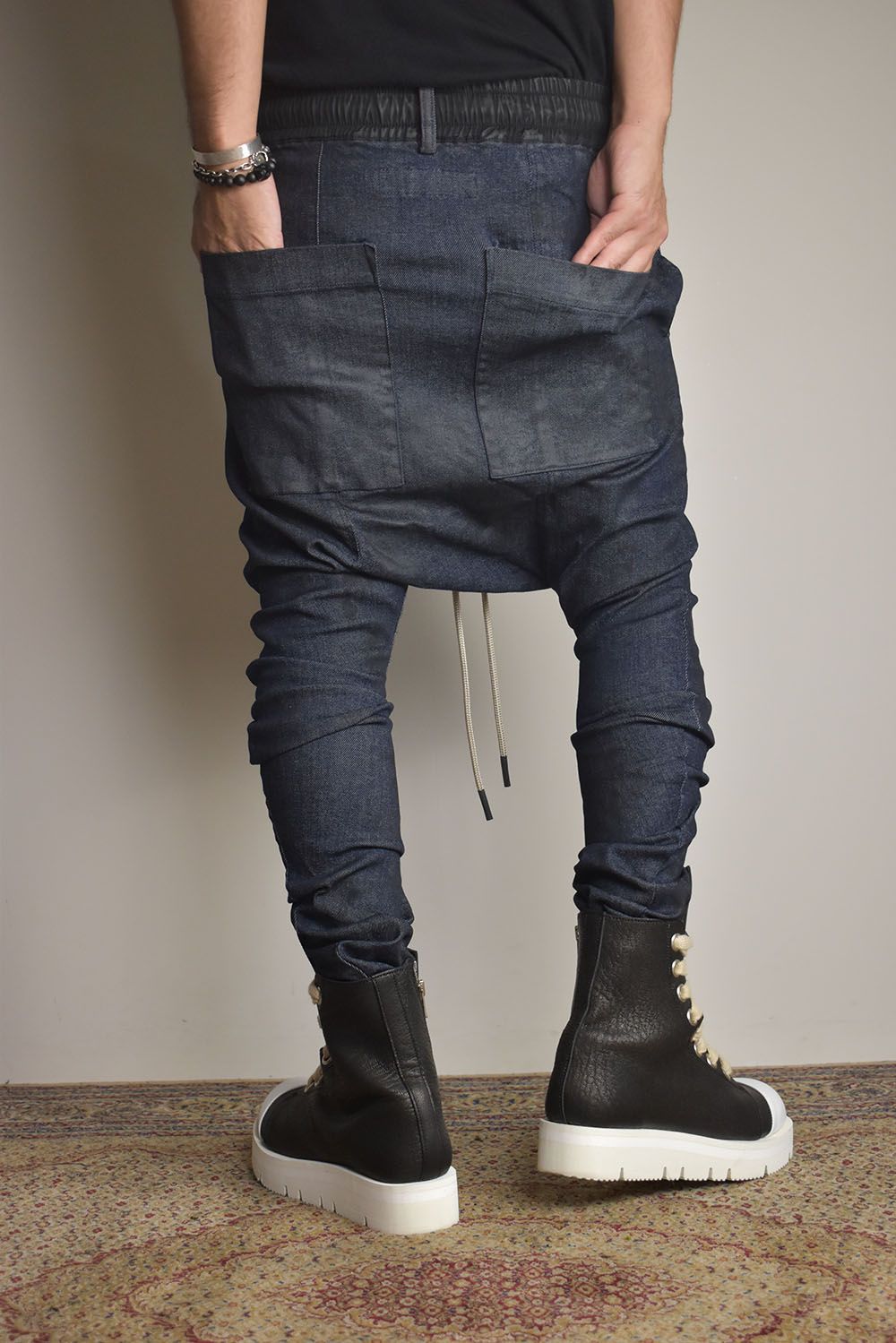 Coated Stretch denim Sarouel skinny"Blue" / コーティングストレッチデニムサルエルスキニー"ブルー"