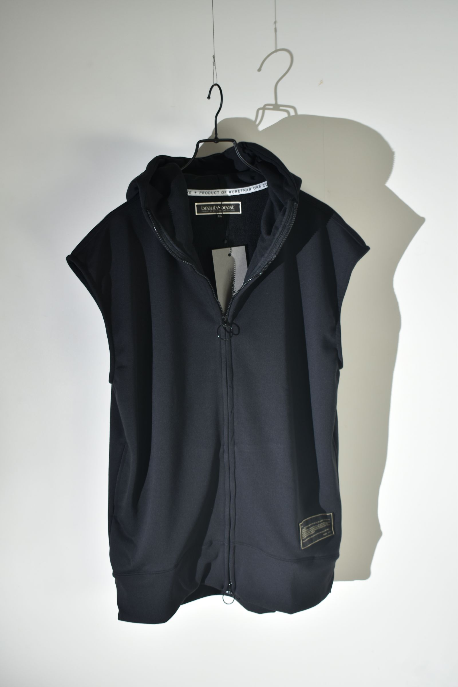 No Sleeve Zip Hoodie"Black" / ノースリーブジップフーディ"ブラック"