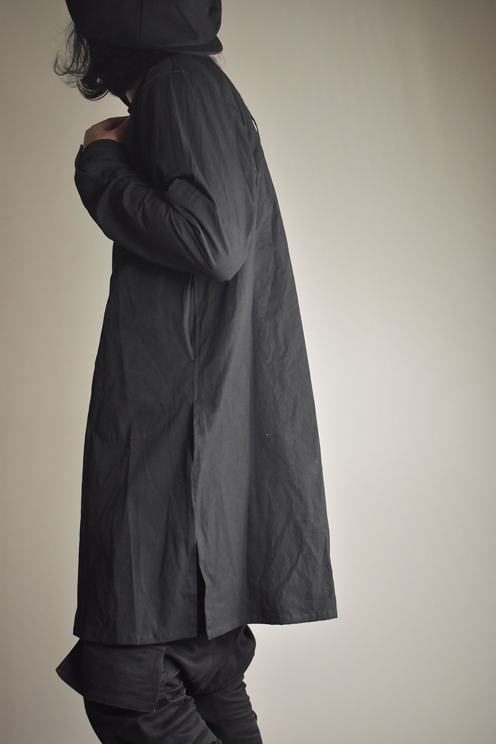 Strings Raw Edge Over Shirts"Black" / ストリングスローエッジオーバーシャツ"ブラック"