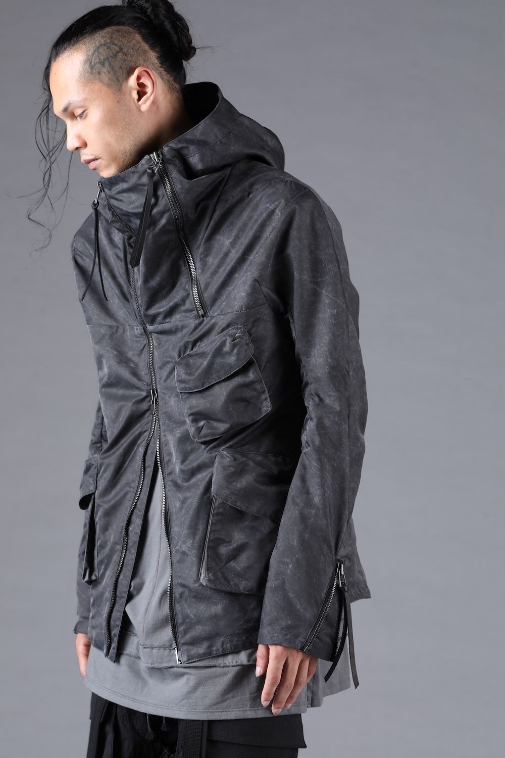 Pigment Coated Washer Nylon Hooded Jacket"Black" / 顔料コーティングワッシャーナイロンフーデットジャケット"ブラック"