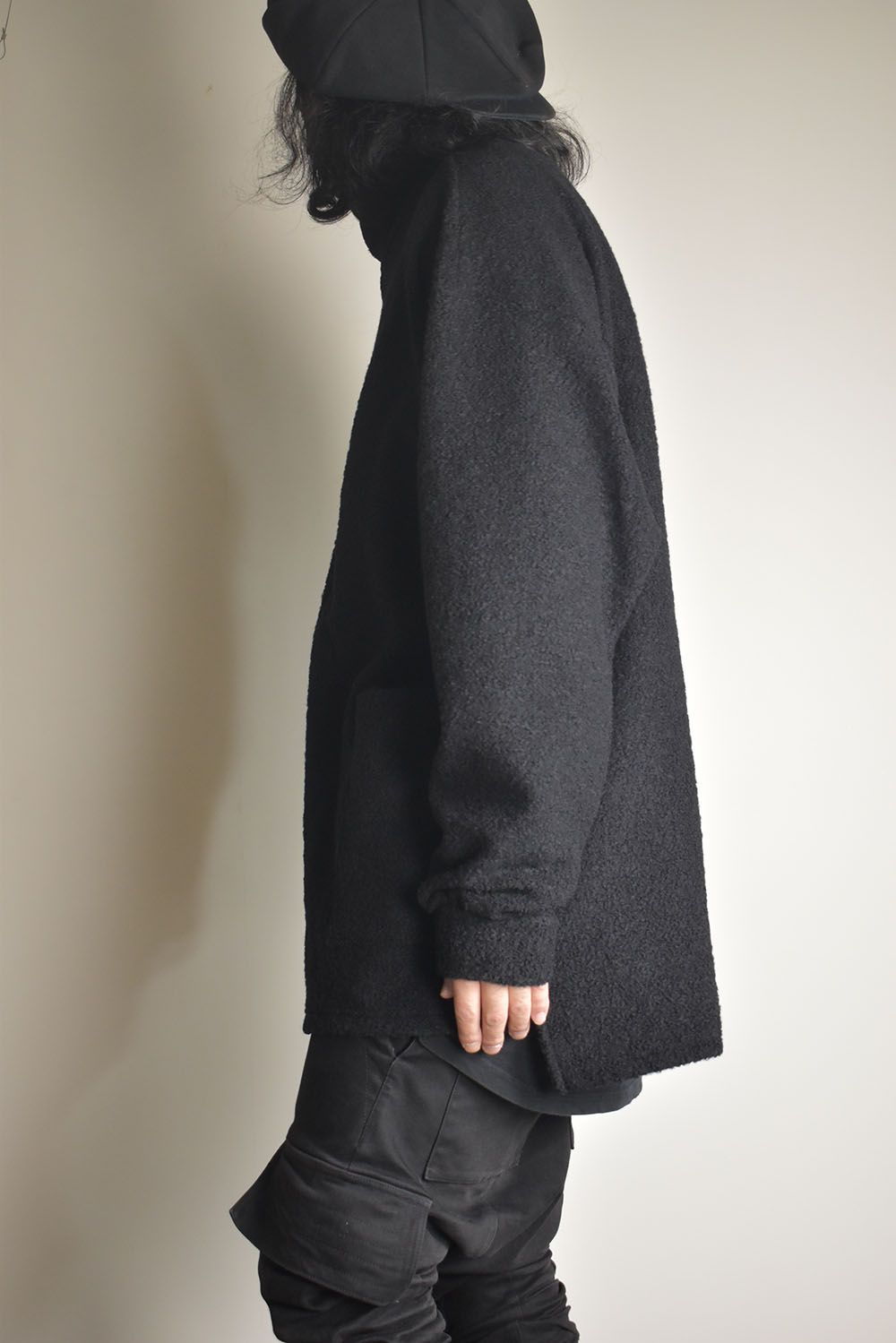 Loop Knit High Neck Long Sleeve T-Shirt "Black" / ループニットハイネックロングスリーブTシャツ"ブラック"