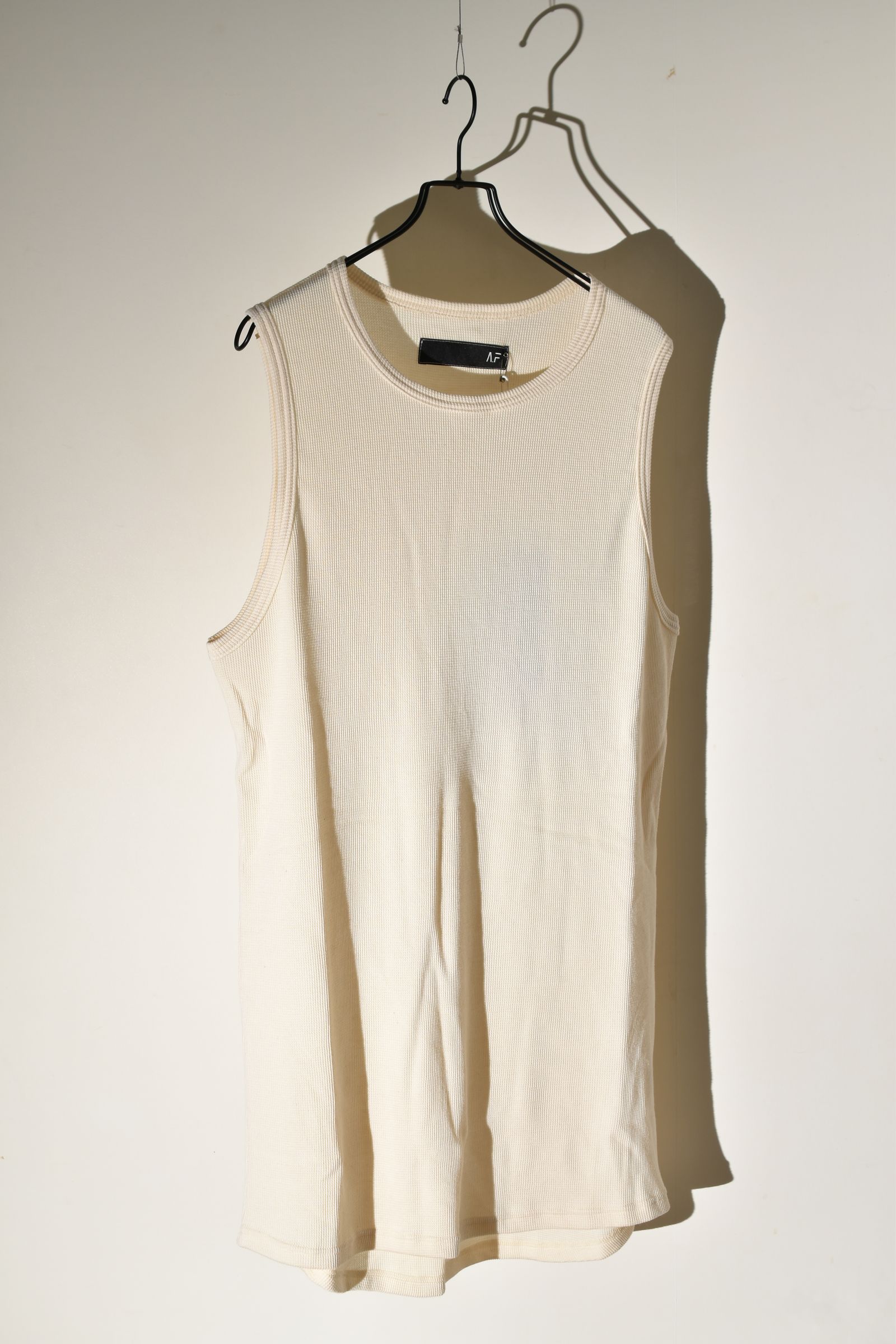 Back Printed Waffle Jersey Long Tank Top"Ivory" バックプリントワッフルジャージーロングタンクトップ"アイボリー"