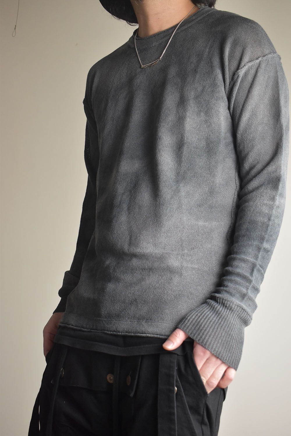 7G Paper Yarn Knit Pullover"Black" / 7Gペーパーヤーンニットプルオーバー"ブラック"