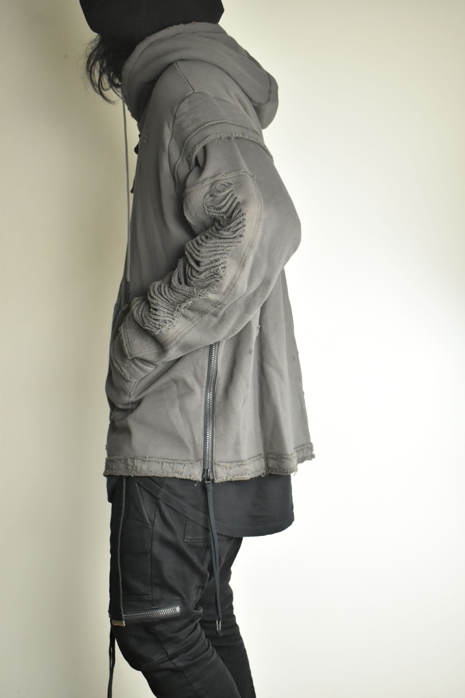 Untwisted Yarn Fleece Shotgun Zip-Up Hoodie"Charcoal" / 無撚糸裏毛ショットガンジップアップフーディー"チャコール"