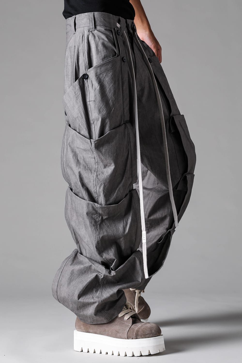 《2027SS先行予約》Sumi Dyed  Side Layered Pants"Grey / L.Grey" / 墨染サイドレイヤードパンツ"グレー / ライトグレー"