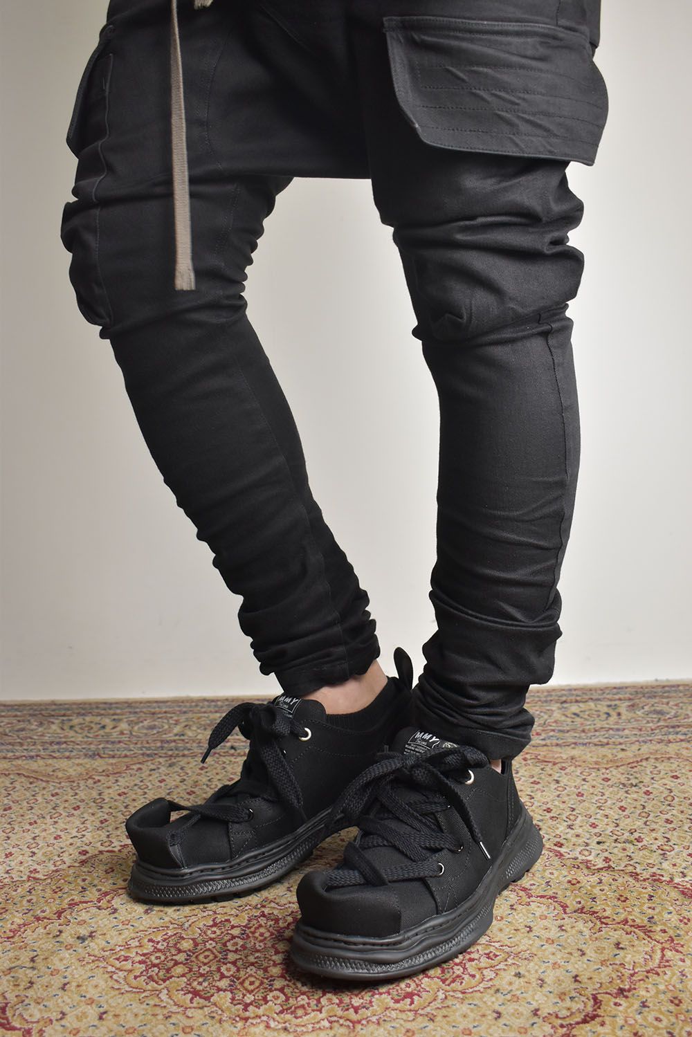 Roll-Tongue Staining  Shose feat. MIHARA YASUHIRO"Black×Black"/ロールトゥステイニングシューズ ×ミハラヤスヒロ"ブラック"ブラック×ブラック"