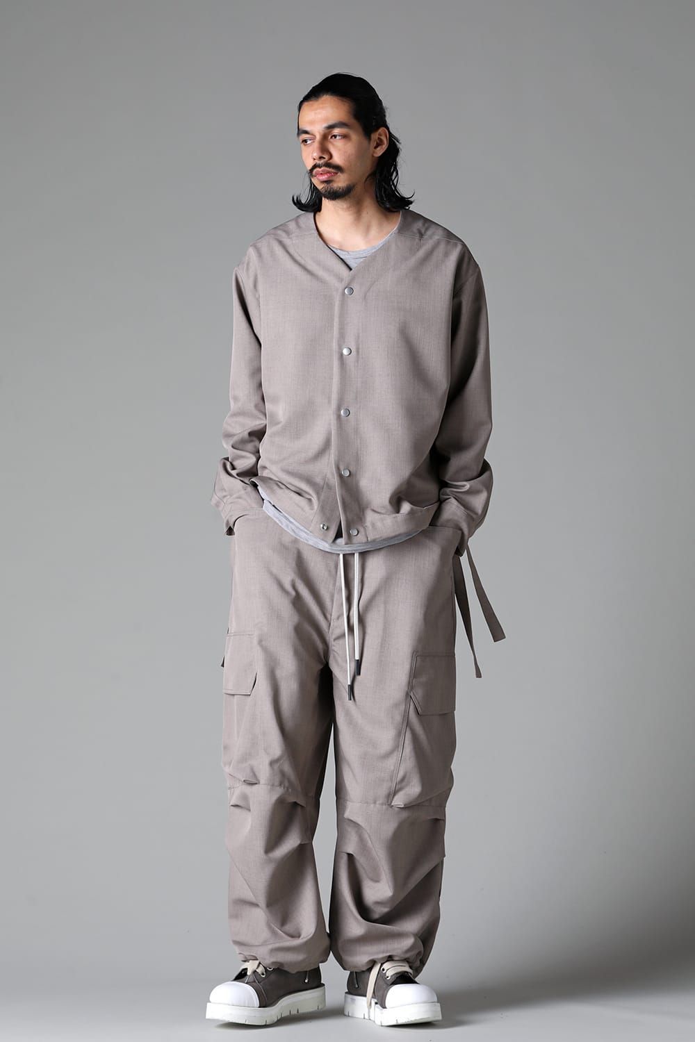 《2025AW先行予約》Cargo Wide Pants"Black / Grey" / カーゴワイドパンツ"ブラック/グレー"