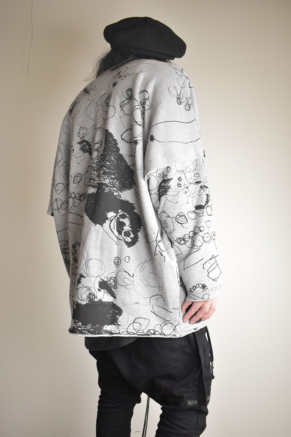 Sweat Oversize Print Pullover"Grey" / スウェットオーバープリントプルオーバー"グレー"