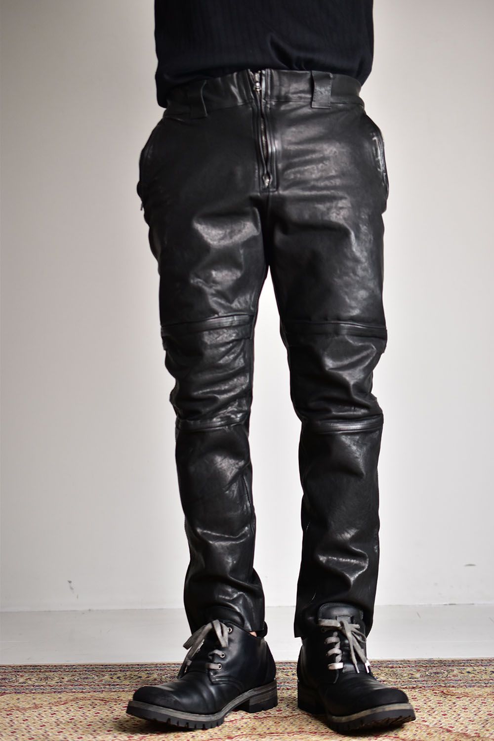 Maryam Itary Kip Garment Dye Leather Pants"Black"/マリアムイタリーキップ製品染めレザーパンツ"ブラック"