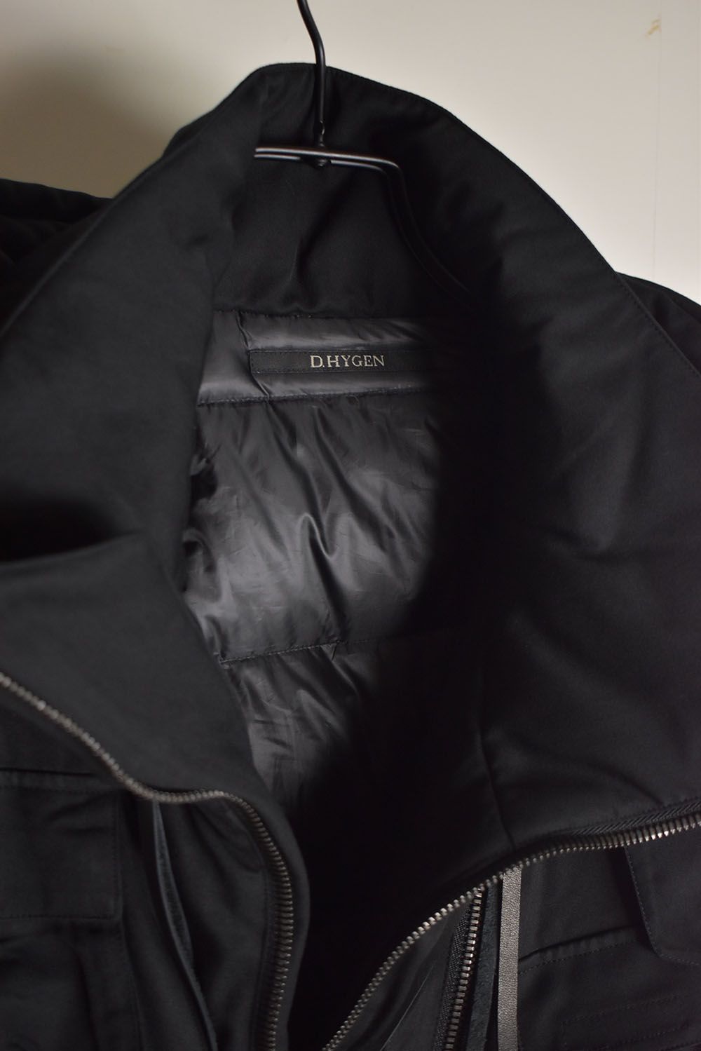 Rayon Twill Vest Hooded Down Jacket "Black" / レーヨンツイルベスト/フードアタッチドダウンジャケット"ブラック"