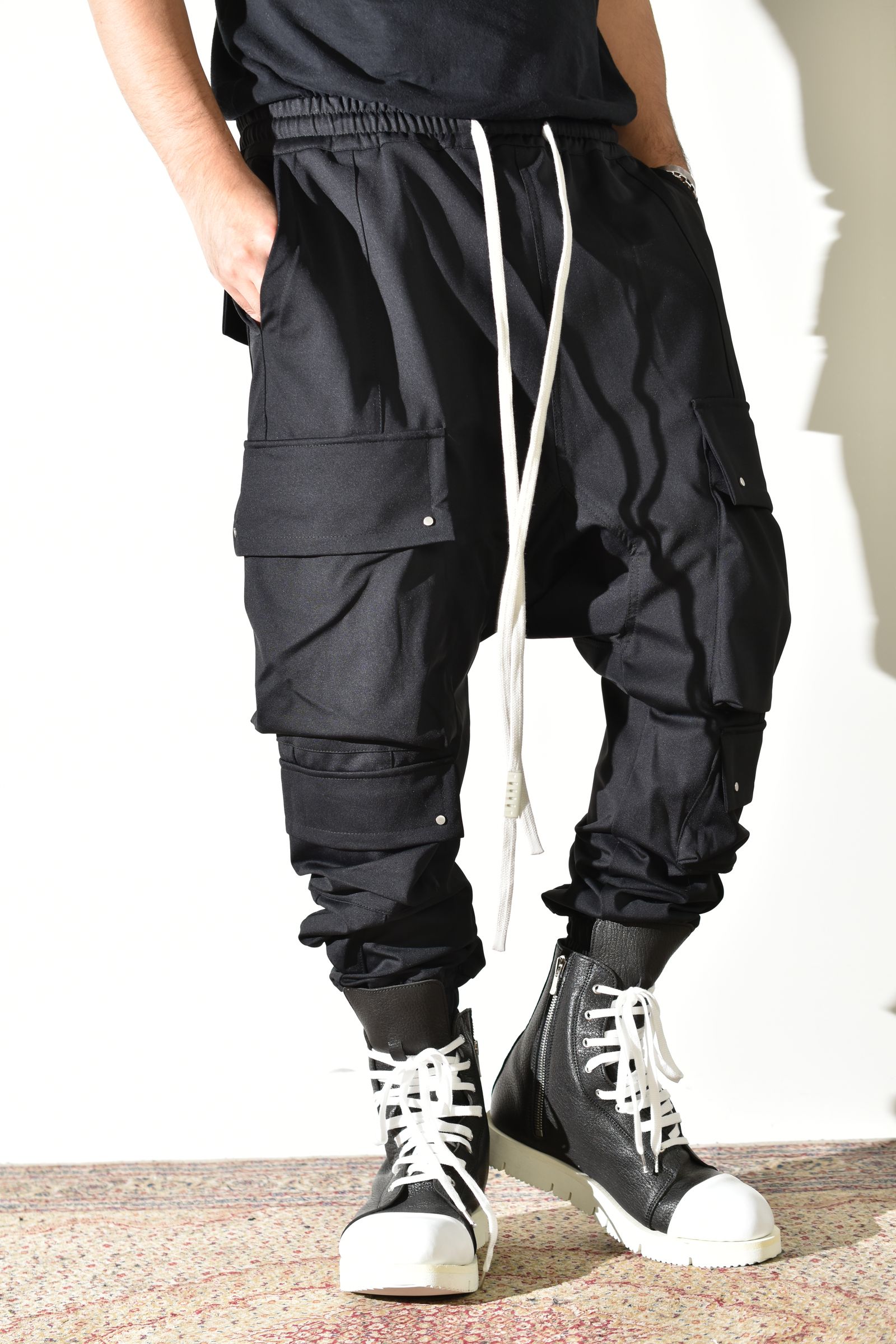 Technical Nylon Military Sarrouel Easy Pants"Black" / テクニカルナイロンミリタリーサルエルイージーパンツ"ブラック"