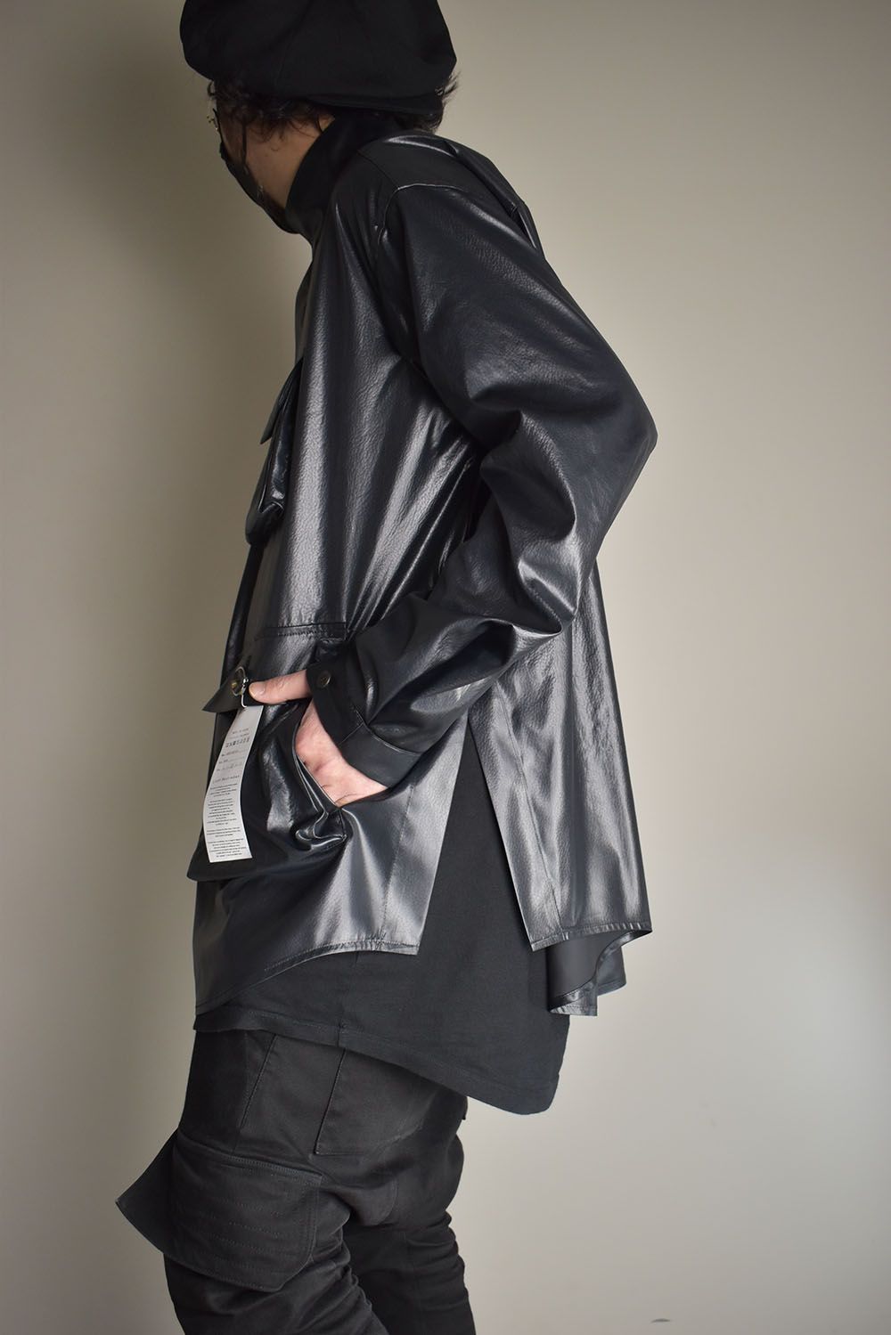 Fake Fake Leather Shirts Jacket"Black" / フェイクフェイクレザーシャツジャケット"ブラック"