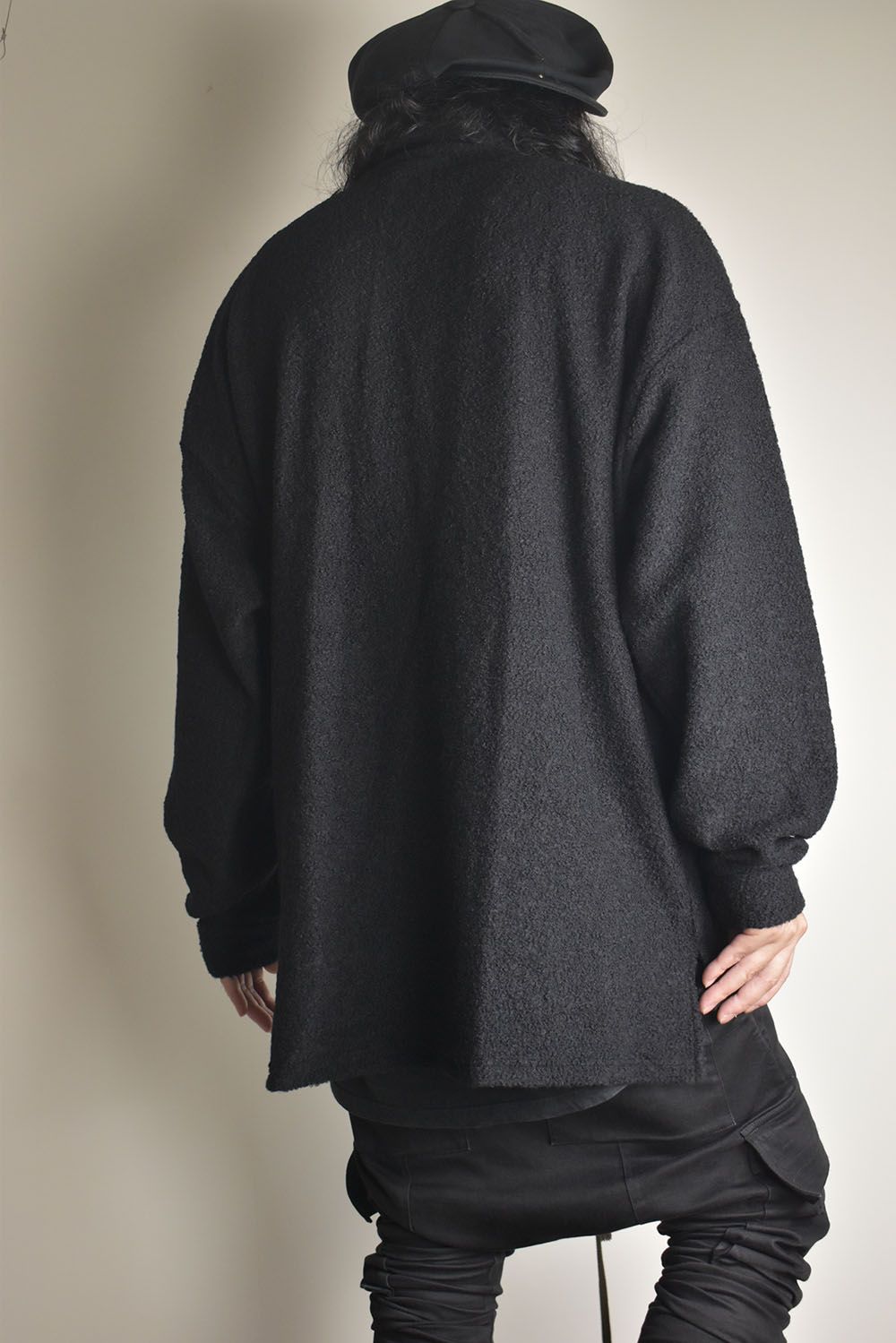 Loop Knit High Neck Long Sleeve T-Shirt "Black" / ループニットハイネックロングスリーブTシャツ"ブラック"