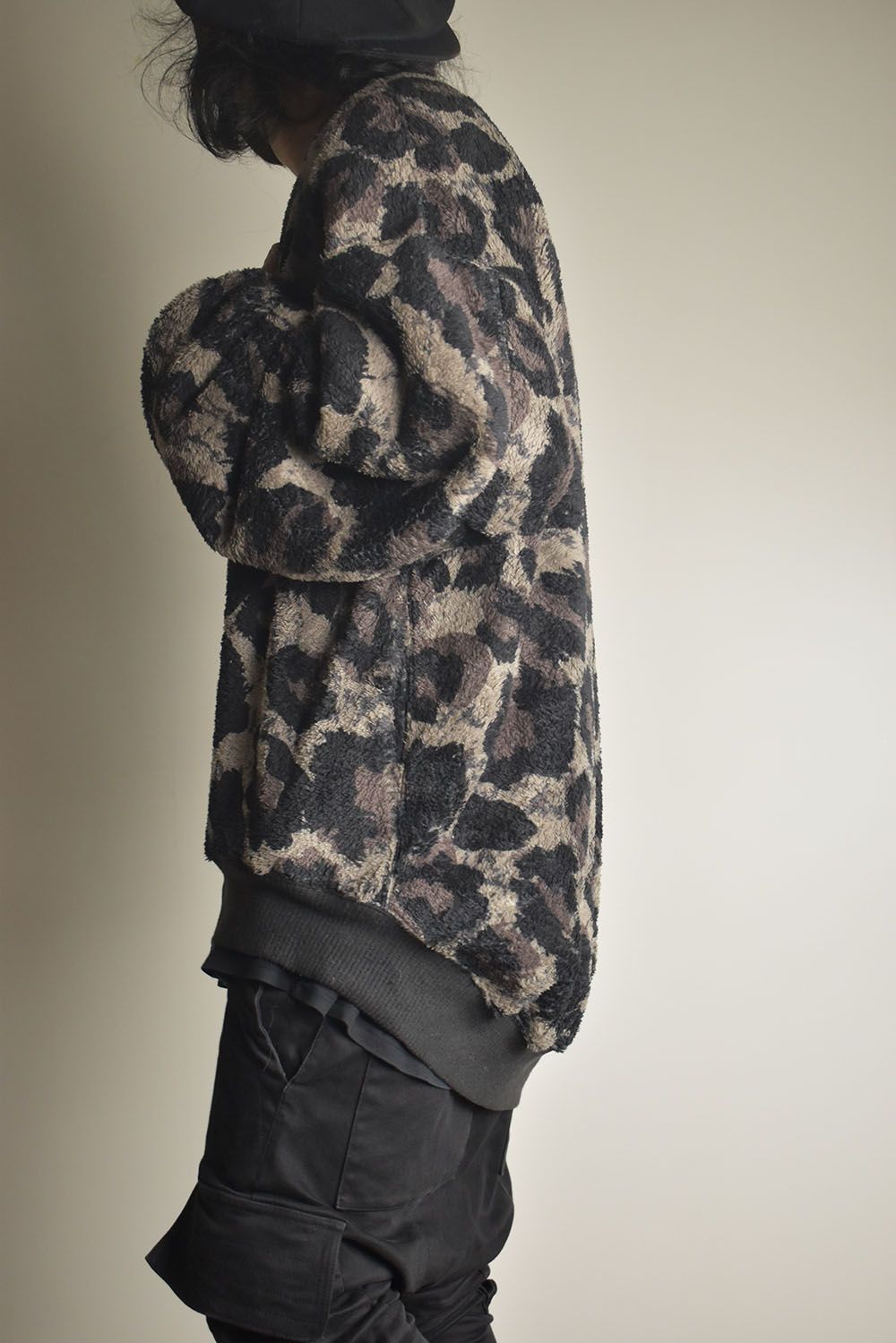 Large Leopard Fleece Cardigan "Dark Leopard" / ラージレオパードフリースカーディガン"ダークレオパード"