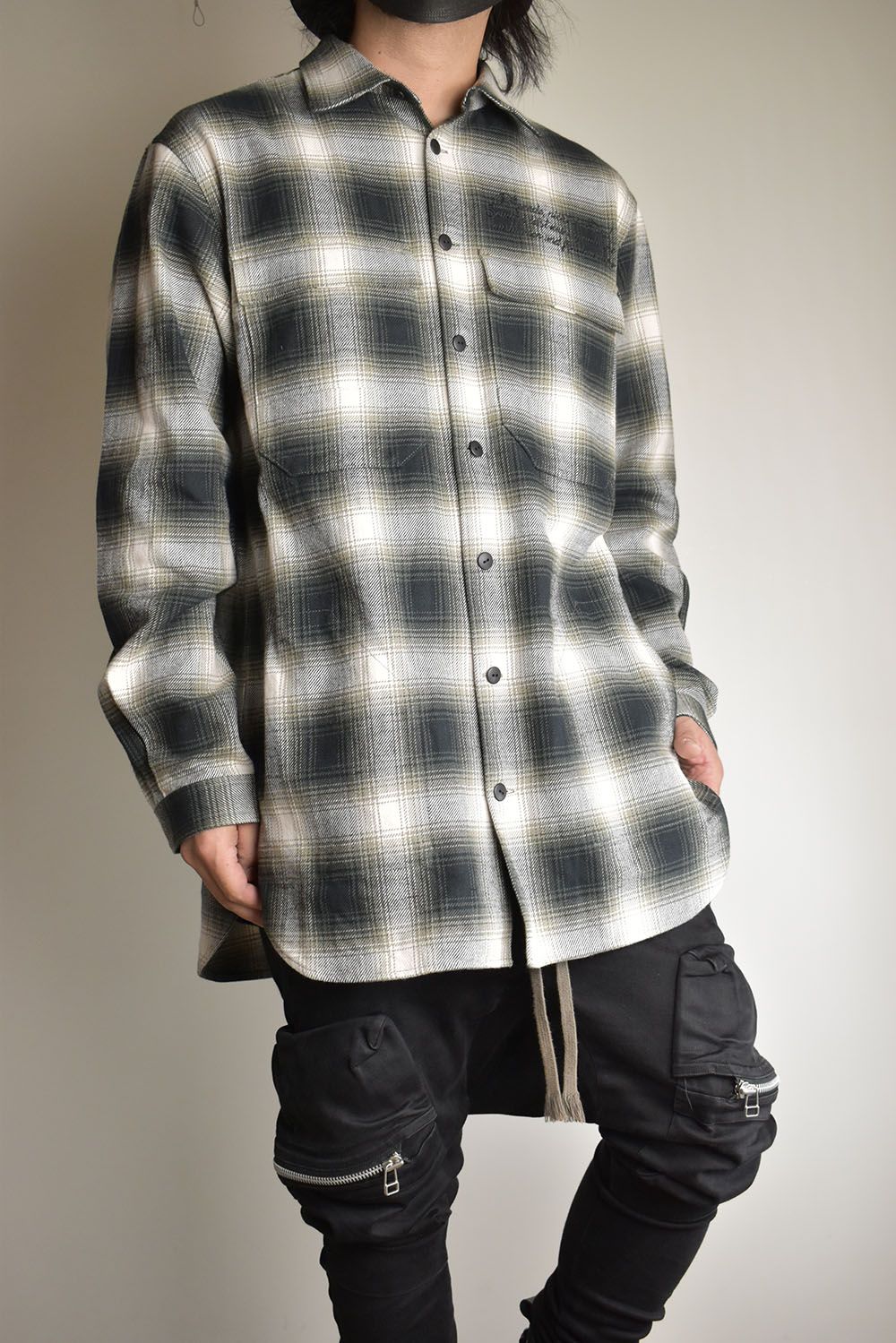 Ombre Check Long Shirts Jacket"White Check" / オンブレチェックロングシャツジャケット"ホワイトチェック"