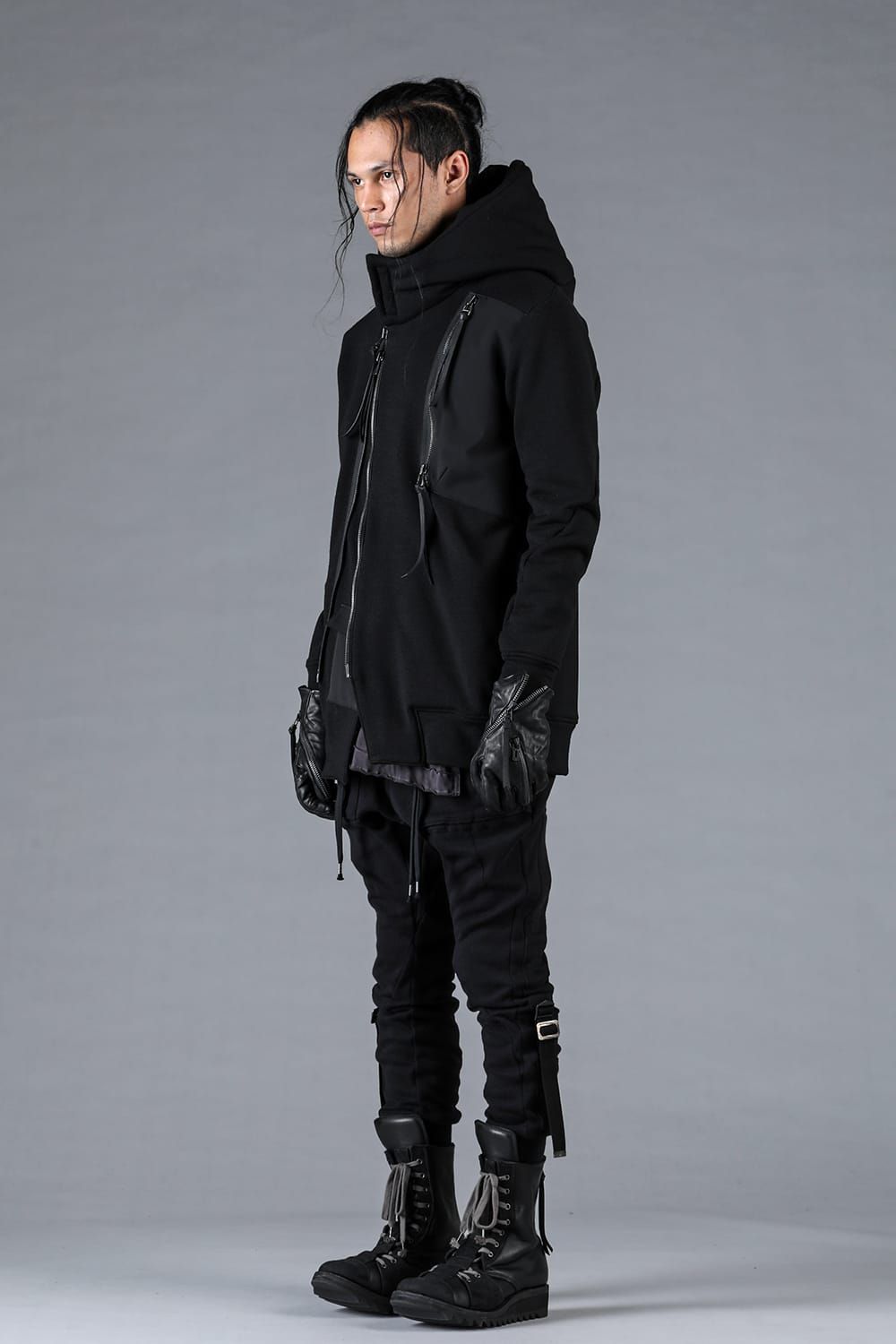 Non-ply Yarn Lined Belt Adjustable Crotch Jog Pants "Black" / 無撚糸裏毛ベルトアジャストロークロッチジョグパンツ"ブラック"