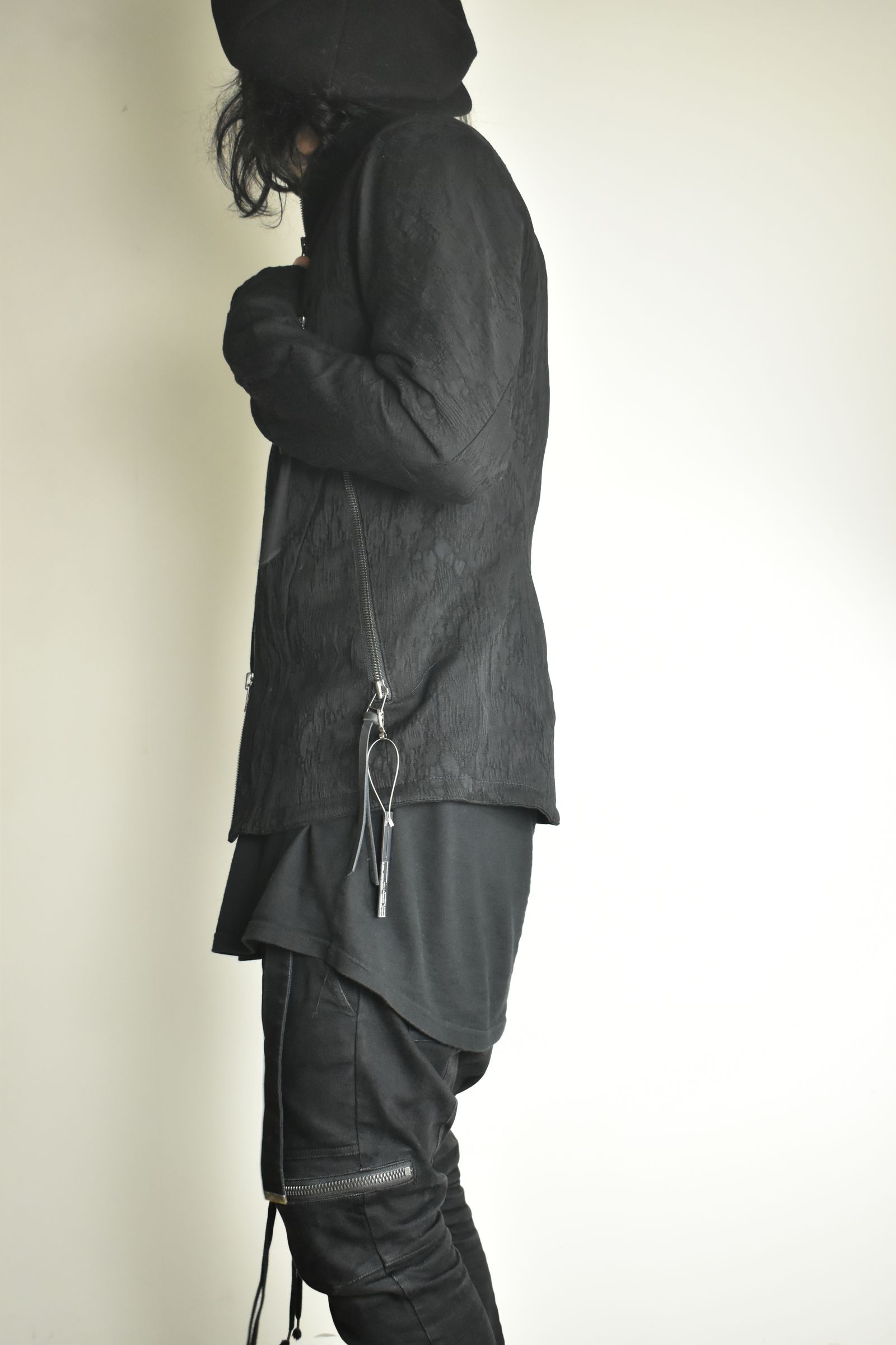 Damage Jacquard Single Rider Jacket"Black" / ダメージジャガードシングルライダースジャケット"ブラック"