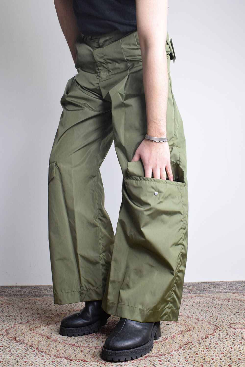 Shingle Flap Baggy Trousers "Military Green" / シンフラップバギートラウザー"ミリタリーグリーン"